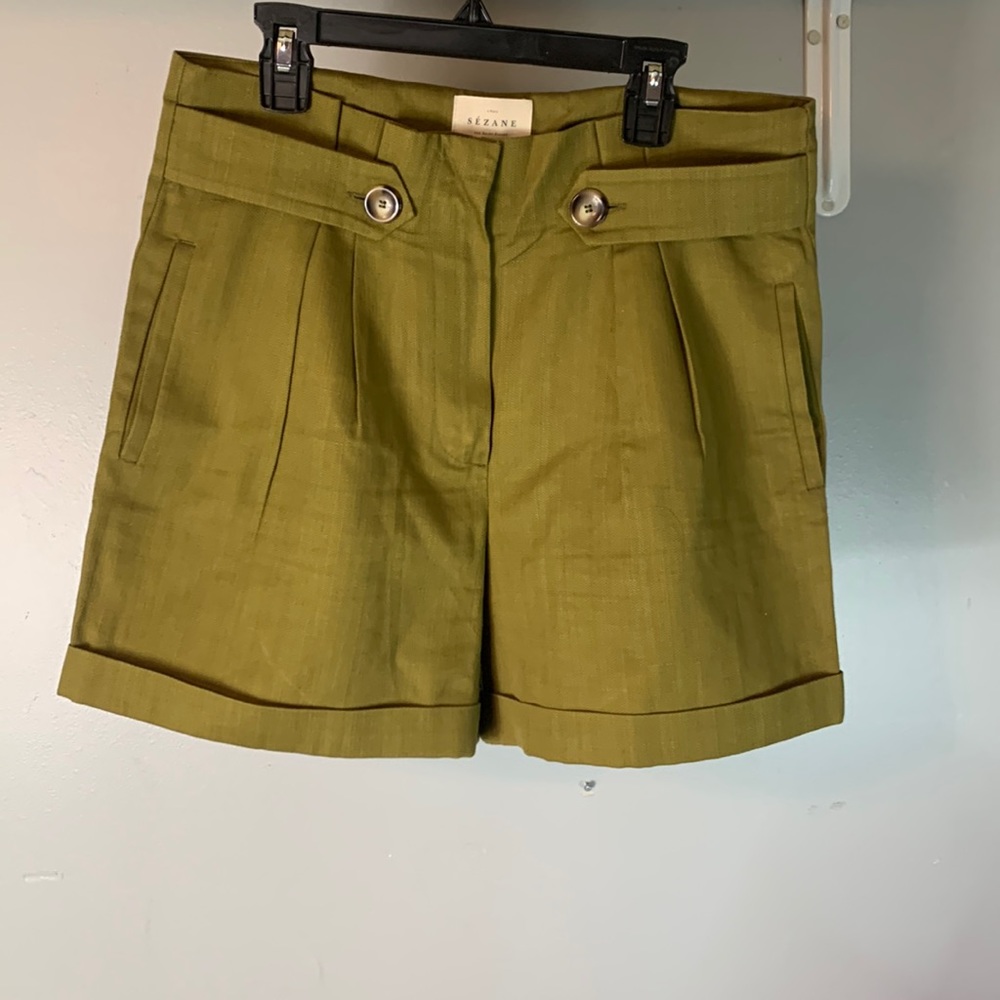 Womens Sezane Green High Rise Casual Shorts Size 7 US 38 EUR